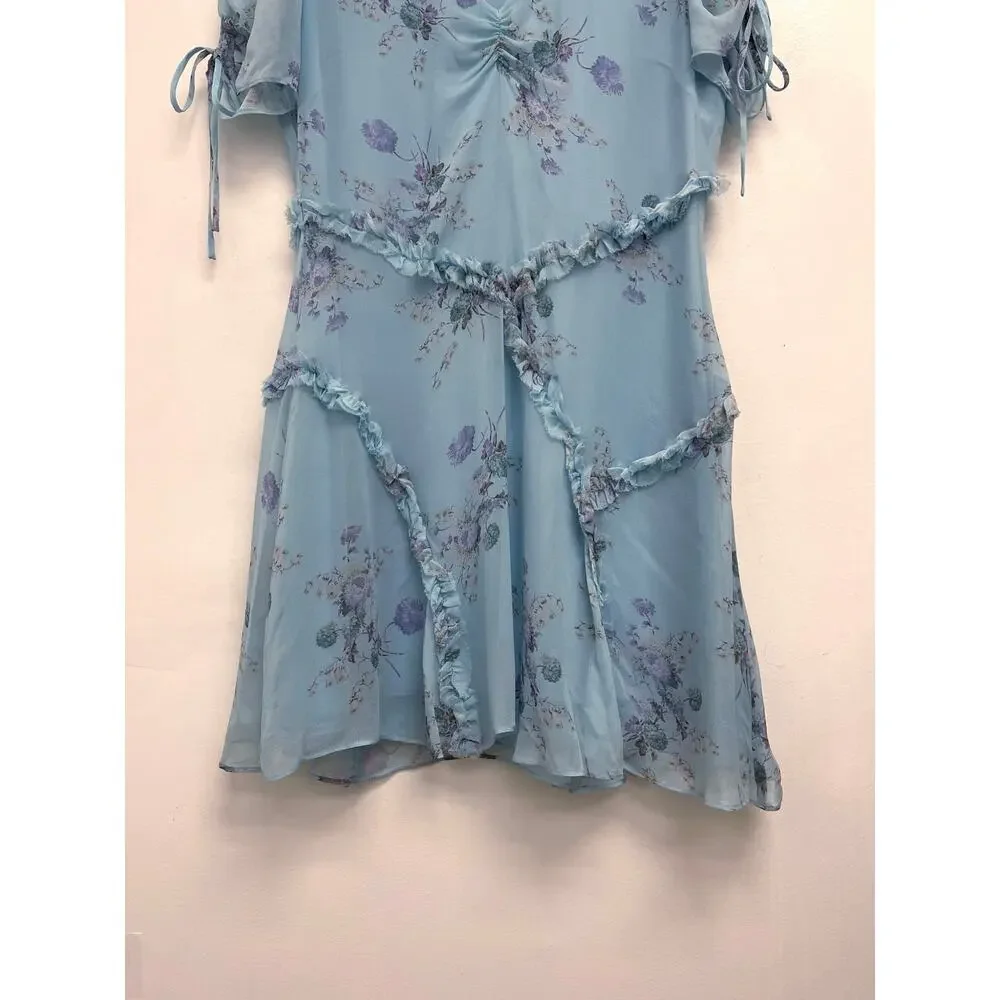 LoveShackFancy Posh Mini Dress Floral Print Cottagecore Romantic Ruffle - Size 8 - Picture 9 of 14